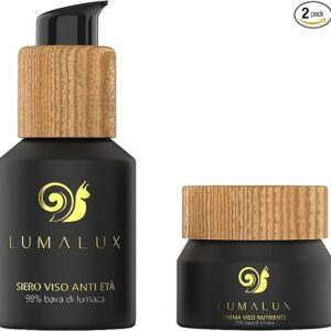Lumalux- 2 in 1, Siero e Crema con Bava Di Lumaca 98% e 75%- Acido Ialuronico Antirughe e Aloe Vera